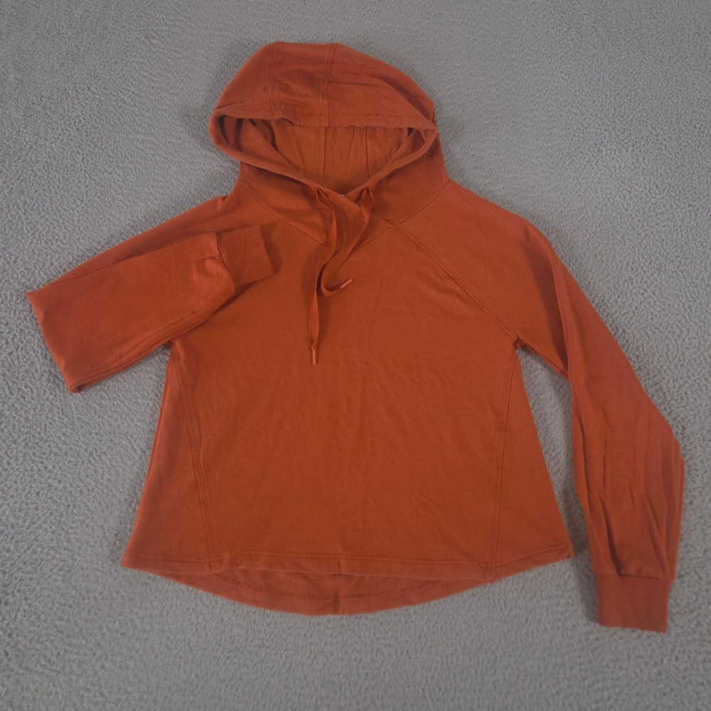 Athleta Hoodie Womens S Orange Boardwalk High Hip French Terry Tencel Pullover